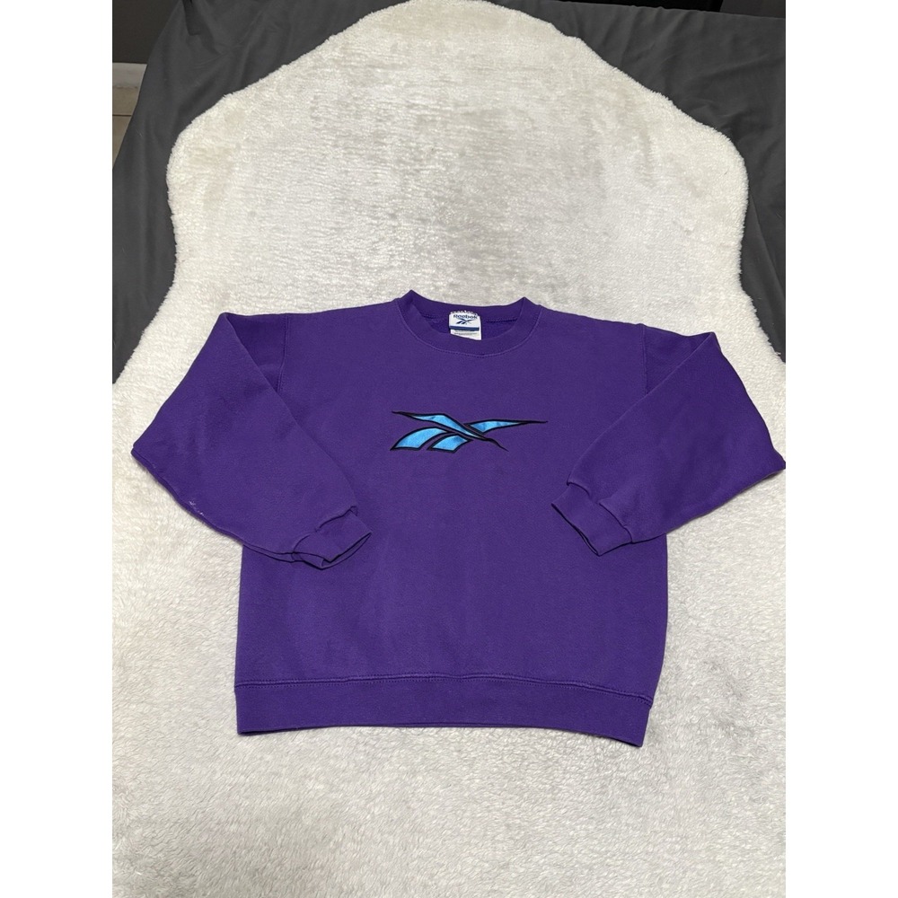 Vintage Reebok Purple Boys Large Sweater Logo Made USA